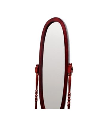 59.25" Tall Standing Wooden Floor Mirror, Oval Shape