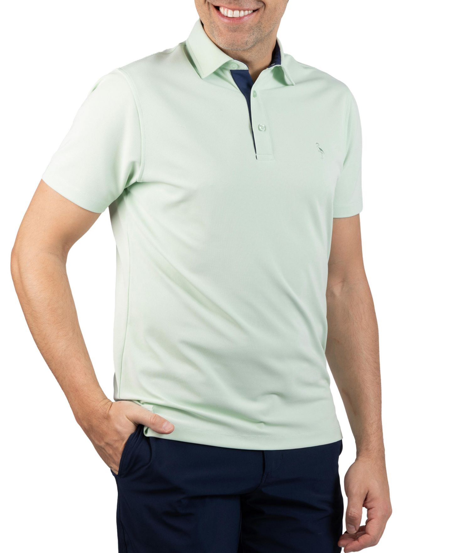 Мужское поло Tailorbyrd Micro Grid Textured Performance Polo Shirt, цвет: Aloe — фото 1