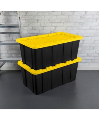 38 Gallon Industrial Stackable Storage Tote Lidded Containers, 8 Pack