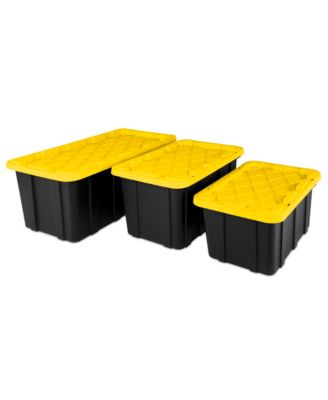 38 Gallon Industrial Stackable Storage Tote Lidded Containers, 8 Pack