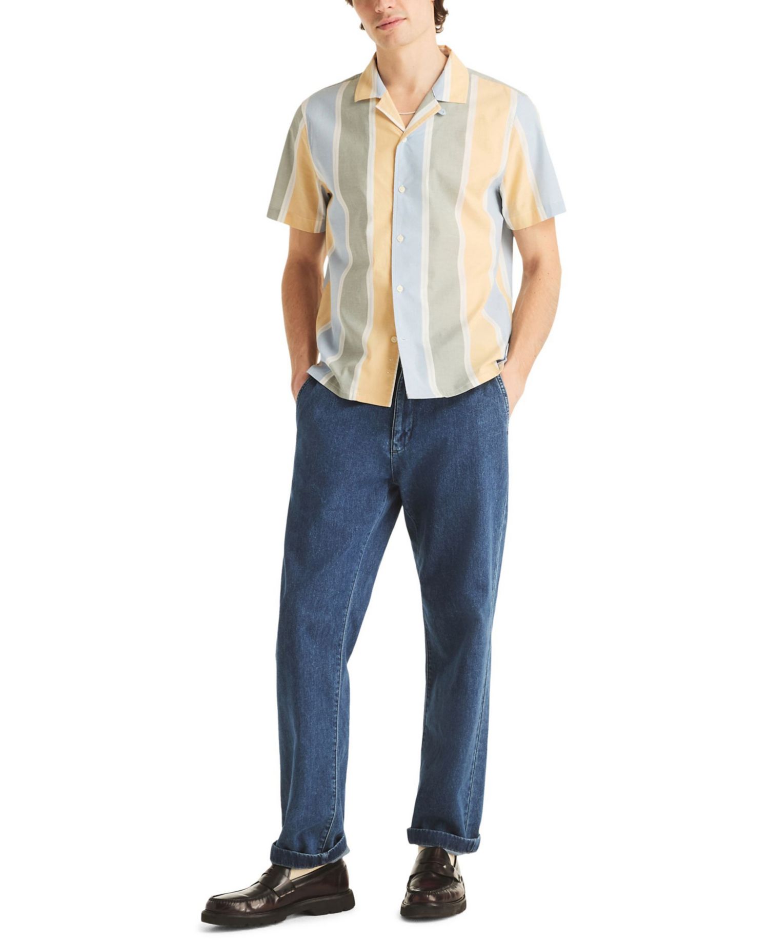 Men's Camp Collar Stripe Shirt