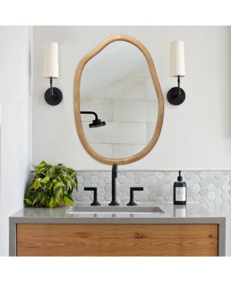 32"x22" Irregular Asymmetrical Wall Mirror, Wavy Abstract Accent Mirror for Living Room Bathroom Bedroom Entryway