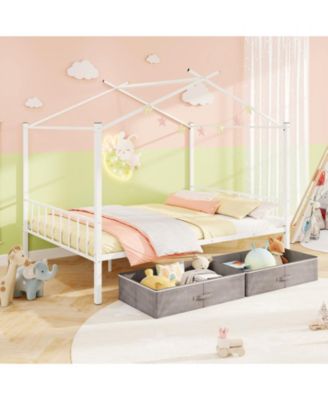 Full Kids House Bed Frame with Storage Drawers