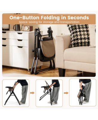 Compact Baby High Chair with Removable Tray and PU Cushion