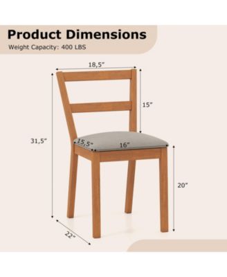 Farmhouse Wooden Dining Chairs Set of Two with Cushioned Seat