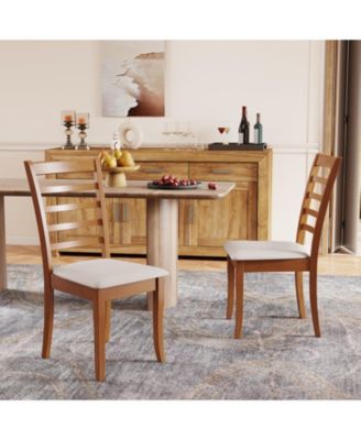 Modern Upholstered Wooden Dining Chairs Set of Two