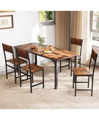 Dining Chairs Set of Four with Metal Legs and Slanted Back