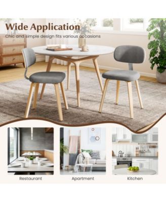 Chenille Upholstered Wooden Dining Chairs Set of Two