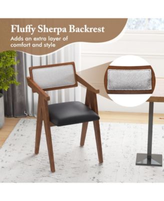 Mid Century Wooden Accent Chairs Set with Padded Seats