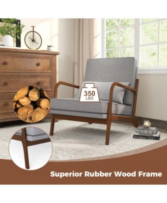 Modern Accent Chair with Wood Armrests and Removable Back