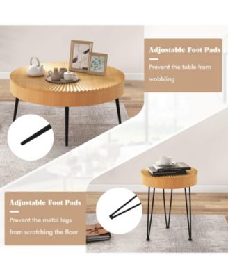 Wooden Coffee Table Set of Two with Metal Legs