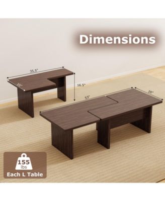 Modular L Shaped Coffee Table Set of Two for Small Spaces