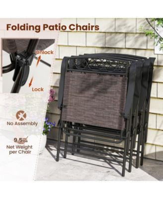 Set of Four Patio Folding Dining Chairs with Armrests