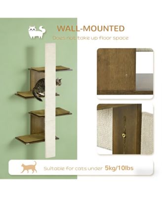 Zeus and Ruta 4 Layer Wall Mounted Cat Climbing Shelves Modern Kitty Condo Tower Space Saving Indoor Cat Furniture