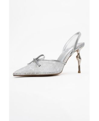 Women's Peony Mesh Bow Pointed Toe Pump