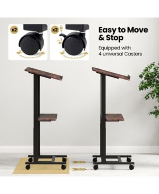 40.5-49 Inch Height Adjustable Rolling Podium Stand Lectern Table