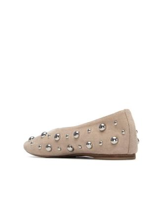 Women's Suede Studded Ballet Flats