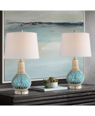Alana 22 3/4" High Small Modern Coastal Accent Table Lamps Set of 2 LED Night Light Glass Living Room Bedroom