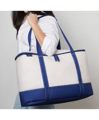 Rectangular Large Cooler Bag Insulated 8 Gal, Canvas Soft Cooler with Tote Handles and Zip Closure