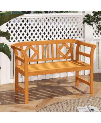 Acacia Wood 2-Seat Patio Loveseat for Outdoor Seating