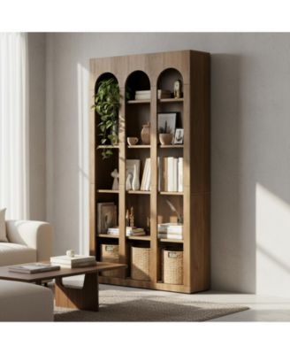 Vintage 5-Tier Arched Bookcase Open Storage Shelves for Living Room Bedroom Home Office