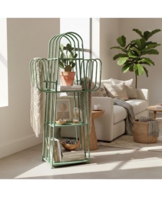 4-Tier Cactus Ladder Bookshelf Metal Storage Organizer for Small Spaces Bedroom Office