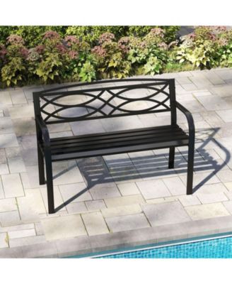 Steel Frame Outdoor Patio Bench 19-Inch