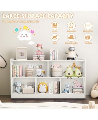 5 Cube Kids Bookcase - Wooden 2-Tier Storage Cabinet, Open Display Book Shelf for Nursery, School Classroom, Playroom