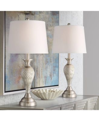 Arden 25" High Twist Column Traditional Table Lamps Set of 2 WiFi Smart Socket Silver Mercury Glass Living Room