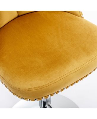 Velvet Swivel Bar Stools Set of 2, Adjustable Counter Height Chairs with Nailhead Trim and Metal Base for Kitchen Island