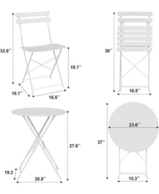 3 Piece Bistro Set, Folding Patio Table and 2 Chairs with Premium Steel Frame Design, Outdoor Bistro Set for Garden, Balcony