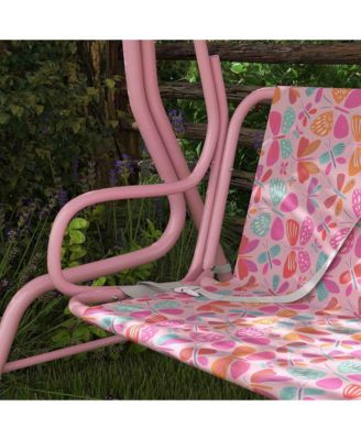 Kids Porch Swing, 2-Seater Outdoor Patio Swing with Safety Belt