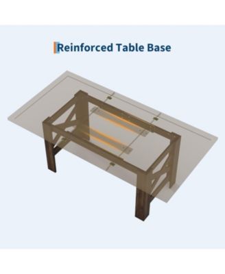 Wood Farmhouse Dining Table for 6-8, Heavy Duty Large Kitchen Table, 70.87" Long Rectangular Dining Room Tables