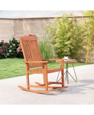 Solid Wood Porch Rocker Chair with Armrests