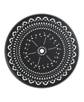 39.37-inch Cast Aluminum Patio Dining Table With Frame and Umbrella Hole