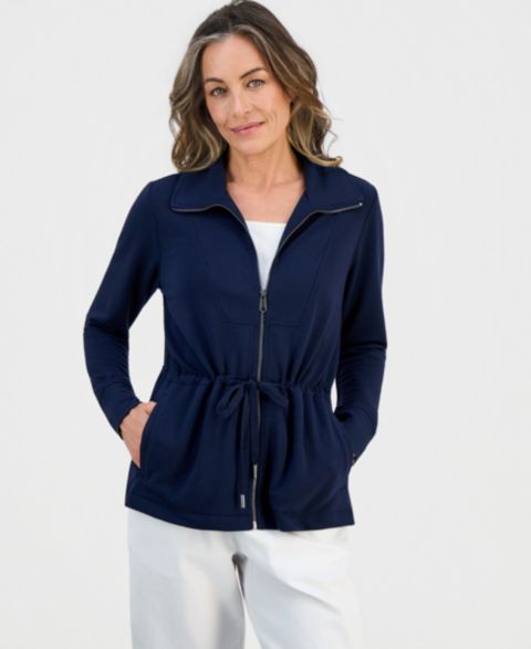 Женские куртки Style & Co Petite LuxLounge Fleece French Terry Chunky Zip Jacket