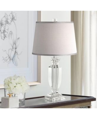Sherry 25" High Modern Table Lamp USB Dimmer Crystal Single Gray Shade Living Room Charging Bedroom Bedside
