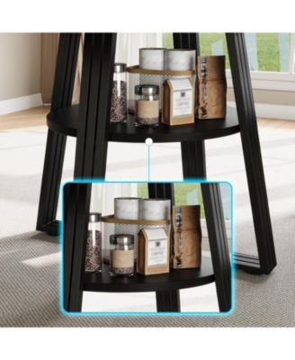 Round Dining Table for 4-6, 47.2 in Farmhouse Kitchen Table with Storage, Circle Dinner Tables