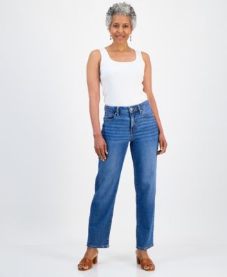 Petite Mid-Rise Relax Straight-Leg Jeans