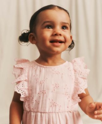 Baby Girls' Flutter Sleeve Eyelet Jumpsuit