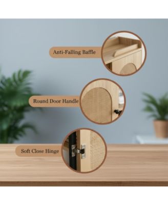 Over The Toilet Storage Cabinet Rattan Door Freestanding Adjustable Shelf Bathroom Organizer Metal Stand Space Saver