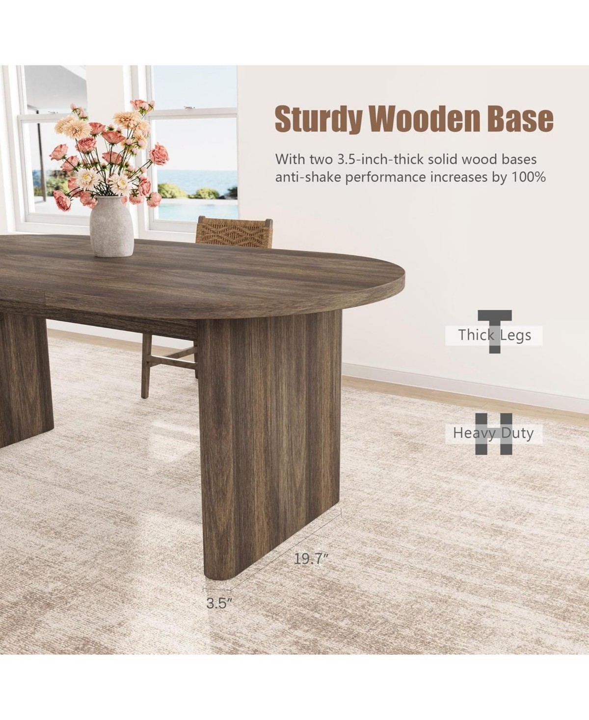 gaomon Oval Dining Table for 6-8 People, Long Large Kitchen Table with Thick Sturdy Wooden Base