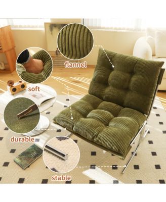 Modern Accent Chair, Upholstered Reading Chair with Metal Chrome Frame, Comfy Living Room Chair for Home Office and Bedroom