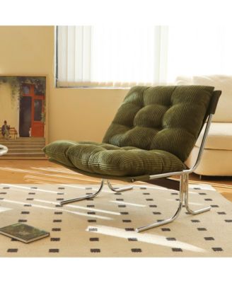 Modern Accent Chair, Upholstered Reading Chair with Metal Chrome Frame, Comfy Living Room Chair for Home Office and Bedroom