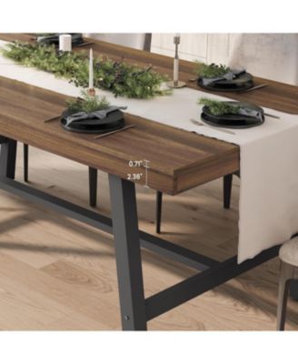 Industrial Dining Table for 4-6 People, 63" Long Large Kitchen Table with Sturdy Metal Frame, Rectangular Counter.