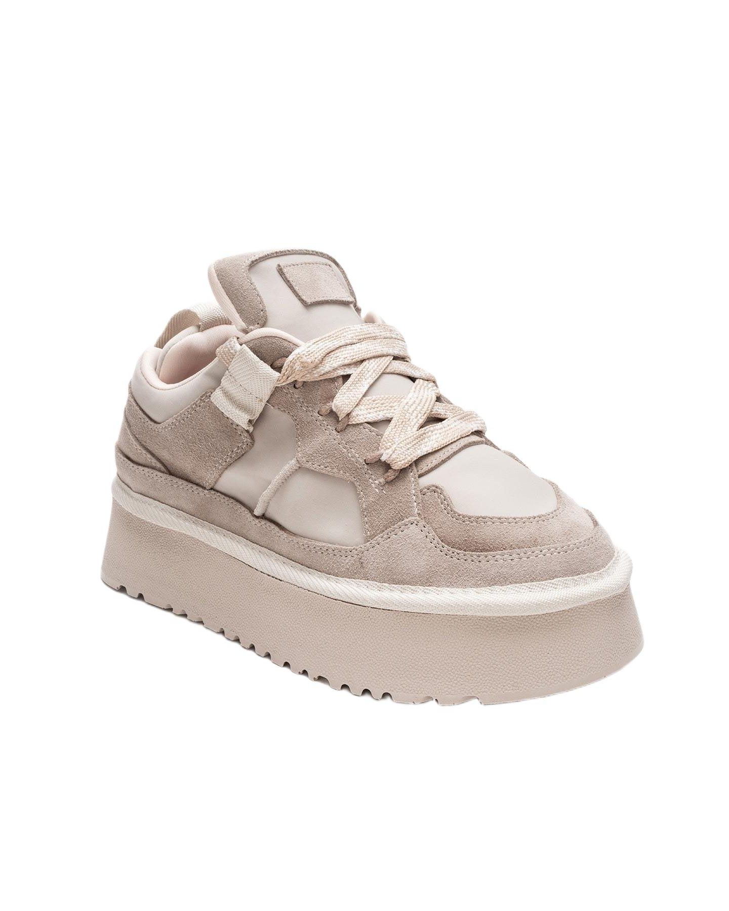 Женские кожаные кроссовки Forever & Always Shoes Riven на платформе, цвет: Бежевый замшевый — фото 1
