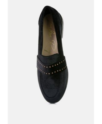 Womens Walkin Stud Detail Velvet Loafers