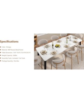 Dining Table for 6-8 People, Rustic Wave Irregular Edge Table with Thick MDF Top and Metal Frame, Waterproof Scratch-Resistant