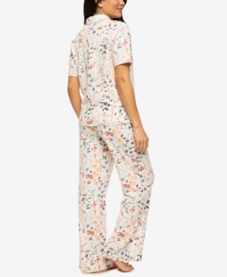 Women's Josephine Notched Collared Shirt and Pants Pajama Set Style
