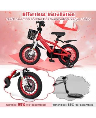 12 Inch Kids Bike Adjustable with Storage Basket and Double Brake for 3-4 Years Old